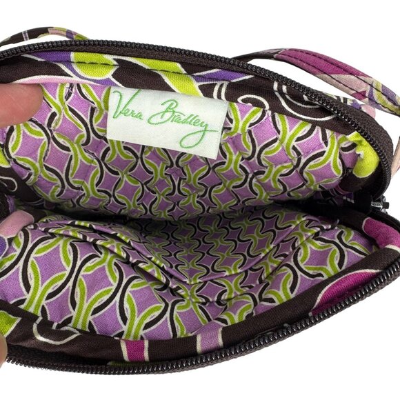 Vintage Vera Bradley Brown with‎ Pink Quilted Crossbody Bag Adjustable Strap - Picture 4 of 6